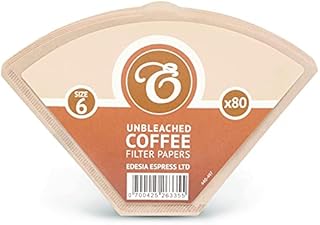 80 Size 6 Brown Coffee Filter Paper Cones by EDESIA ESPRESS