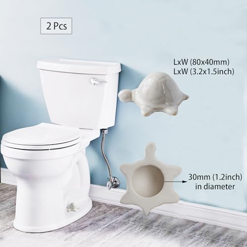 Image of ZUNON Toilet Bolt Caps, Decorative Toilet Bolt Covers, Ceramic Cute Frog Covers Toilet Bolts Bathroom Decor Easy Installation Set of 2 (White Turtle 2pcs)