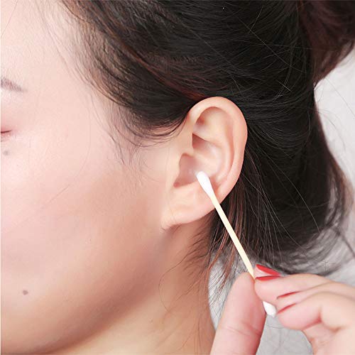 Eco Cotton Buds, 1000 Pcs, 100% Biodegradable Organic Cotton Wool Swabs, Sustainable Wooden Eco-Friendly Ear Sticks (White)