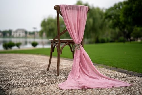 Image of 2Pcs Dusty Rose Cheesecloth Table Runner 120 Inches for Party Home Decor