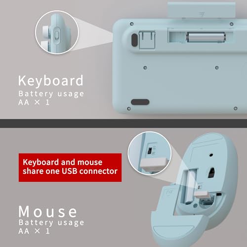 Image of UBOTIE Colorful Wireless Keyboard and Mouse Combo (Blue-Colorful)