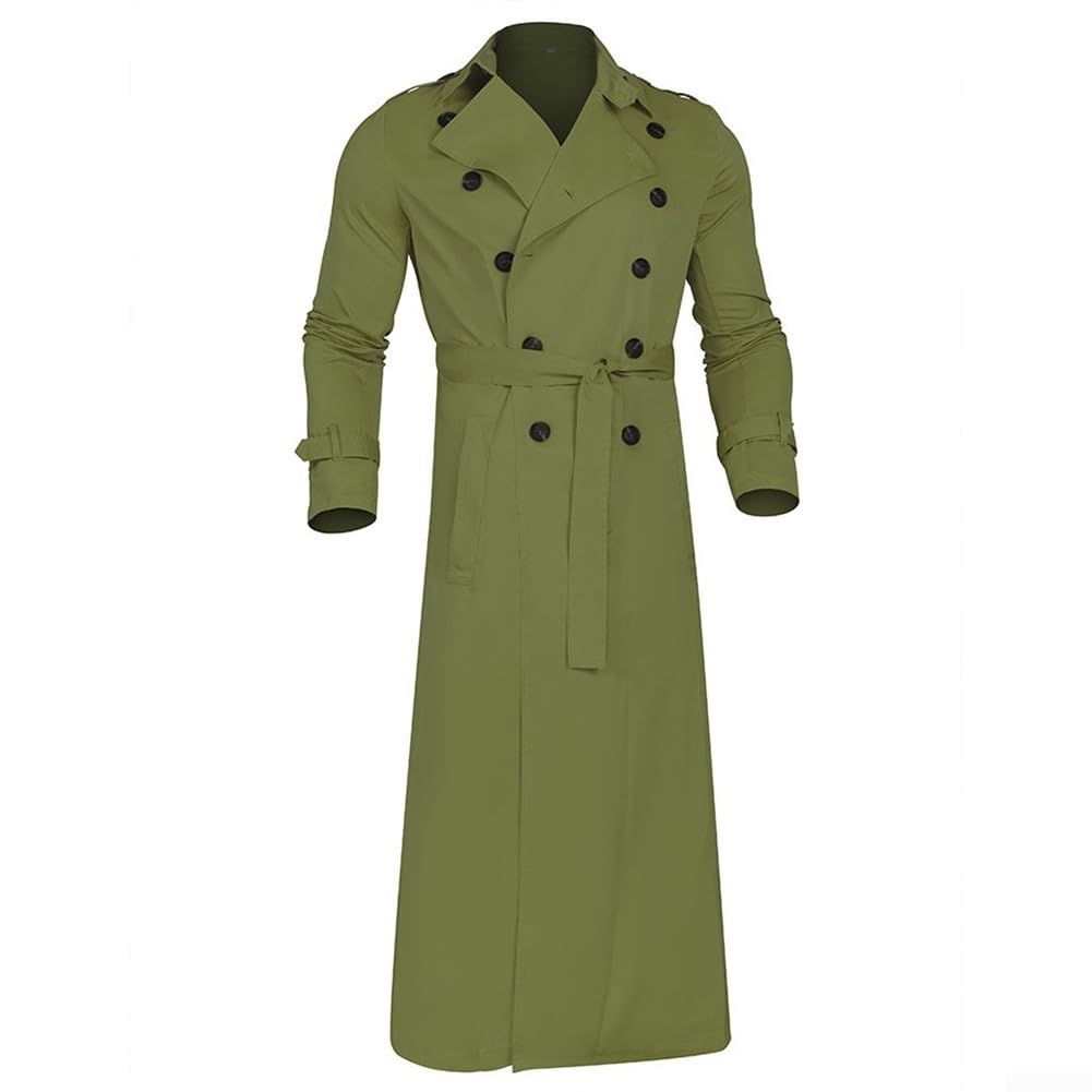 Trendy Herren Winter Langer Trenchcoat Lockere Parka Jacke für Partys und Geschäftskleidung (M Grün)