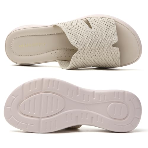 Minorsu Knit Platform Sandals for Women Comfortable Open Toe Summer Sandals Slip On Slides Shoes3