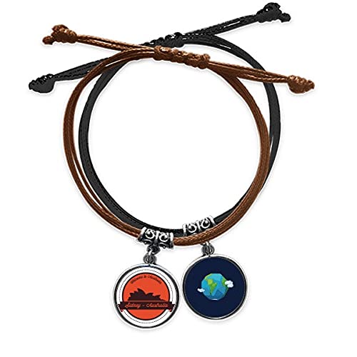 Pulsera de Sydney Opera House con cuerda de mano y cadena de cuero unisex