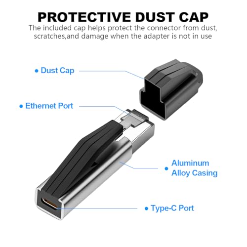 Image of ZORBES USB C to RJ45 Ethernet Adapter 1000Mbps, Type C Male to LAN Network Converter, Wired Internet Adapter for Laptop Tablet Smartphone