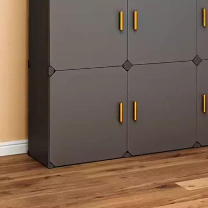 Image of Foldable Plastic Wardrobe for Clothes - Baby Cupboard for Clothes Storage, Wardrobe for Kids, Plastic Almirah, Collapsible Wardrobe for Kids Livingroom & Home (Grey-HK3)