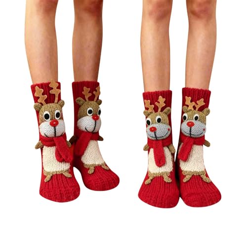 3D Knitted Socks for Women Cute Animals Anti Slip Thermal Socks for Christmas Fashion Cozy Thickened Slipper Sock