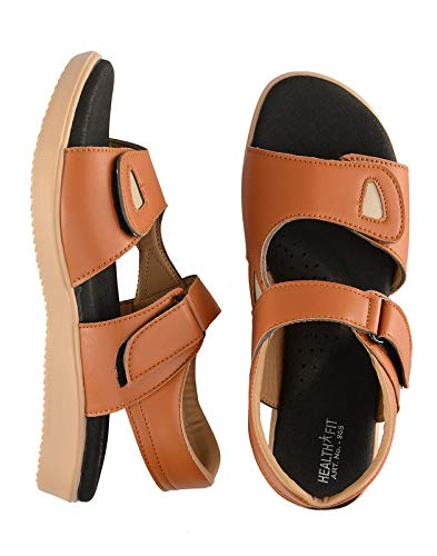 Image of HEALTH FIT Extra Soft Ortho Care Diabetic & Orthopedic Sandal /Doctor Sandal Footwear with Arch Support Women Brown