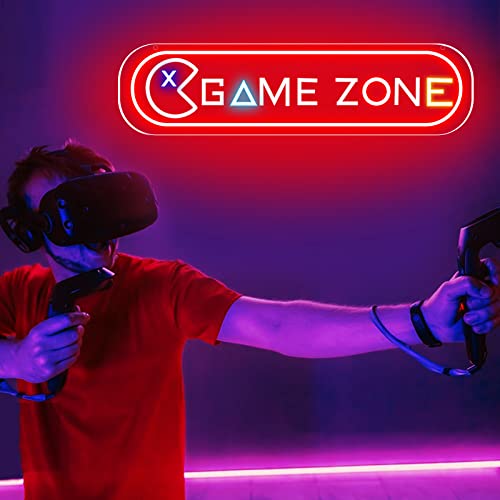 Game Zone Neon Sign, Large Led Gamer Neon Lights For Wall Decor, Reusable Gaming Zone Neon Signs For Game Room Bedroom Decor, 5V Usb Powered Neon Light With Switch For Kids Room, Gaming Party Pub Decor, Gift For Teens, Boys, Friends (Red) #TOP2