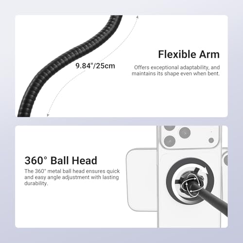 Image of NEEWER BASICS Magnetic Phone Holder for Mic Stand with Flexible Tube, Magnet Adjustable Boom Pole Arm Mount Compatible with iPhone Android Samsung for Microphone Music Guitar Audio Recording, MS040