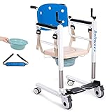 Juiwere Patient Lift Wheelchair for Home,Shower Chair with Seat Cushions and Bedpan,Transfer Wheelch