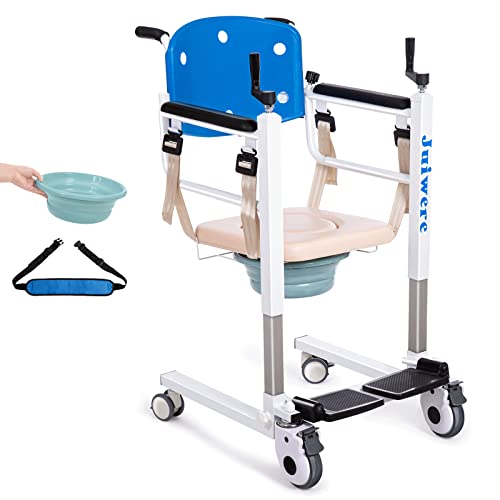 Juiwere Patient Lift Wheelchair For Home,Shower Chair With Seat Cushions And Bedpan,Transfer Wheelchairs For Seniors,Patient Lift Transfer Chair -17 Inch Seat #TOP13