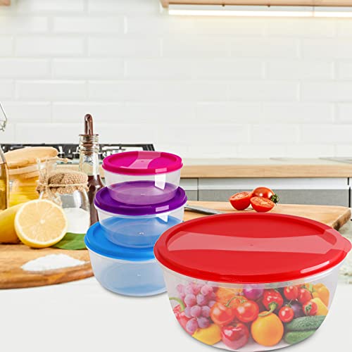 Image of 7Pcs Round Mixing Bowl Set Salad Bowl with Airtight Lids Plastic Nesting Mixing Bowl Set for Packing and Serving Christmas Salads Candies Cookies, Microwave Safe
