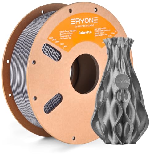 ERYONE Glitter PLA Filament for 3D Printer, 1.75mm Dimensional Accuracy +/- 0.03 mm +/-0.03mm, 1kg(2.2LBS)/Spool, Sparkle Silver