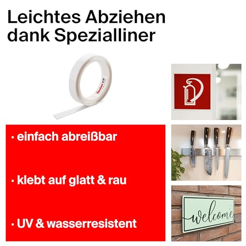 fischer Montageband, doppelseitiges & starkes Klebeband in Transparent, einfach anwendbar dank Spezialliner, Aufhängung ohne Bohren, für Spiegel, Bilder, Deko, Haken, uvm., 3 Meter