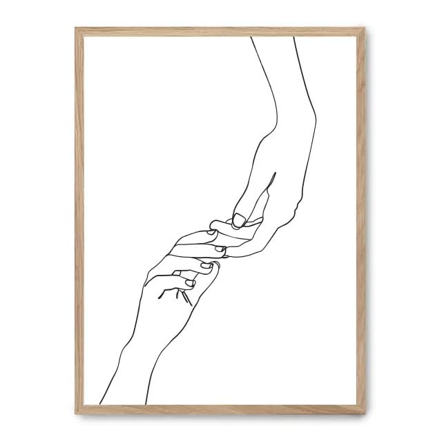Cuadro hands line art i_FASE5 pour habiller un mur blanc sans surcharger