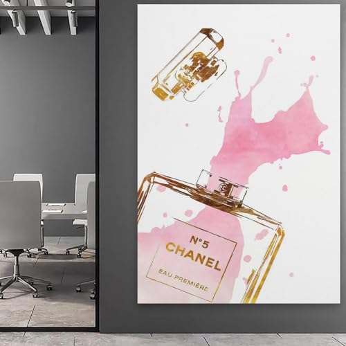 Image of BanLaArt Fashion Gold Perfume Bottle With Pink Splash Canvas Print Poster Decorative Painting Canvas Wall Art Picture Print Modern Family Bedroom Decor 08x12inch(20x30cm), style-2