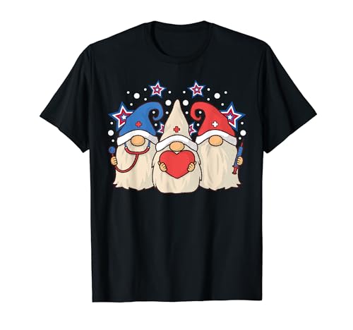 Nurse Gnome Squad American Flag 4th Of July Patriotic USA T-Shirt