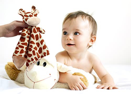 Image of CREVENT Soft Plush Animal Face Security Blankets for Boys and Girls, Great Gifts for Birthday Baby Shower(Brown Giraffe)