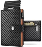 TENBST Geldbörse Herren mit Münzfach & RFID Schutz, Slim Wallet Kartenetui Klein, Portmonee Geldbeutel Herren, 10 Fächer für Kreditkarten Kreditkartenetui (Schwarz- orange)
