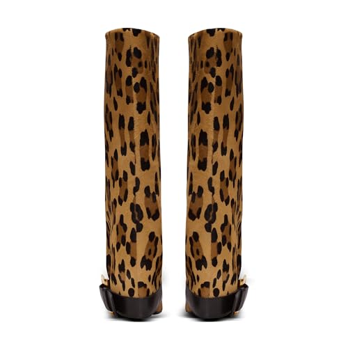 Arqa Wide Calf Boots for Women Fold over Pointed Toe High Heel Boots Comfortable Elegant Fall Winter Knee High Boots3