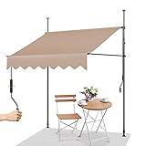WOLWES Sonnenschutz Balkon, Manuell Klemmmarkise mit Kurbel, Wasserdicht Standmarkise, Markise für Terrasse, Balcony Kassettenmarkise (Color : Beige, Size : 3.5m/138in)