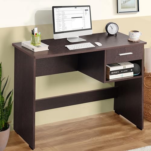 Image of ABOUT SPACE Study Table with Drawer & Bottom Storage -Computer Table for Laptop, Desktop, PC, Working, Drawing, Engineering Wood Office Desk for Home (Flower Wenge -L 90 x B 40 x H 75cm)