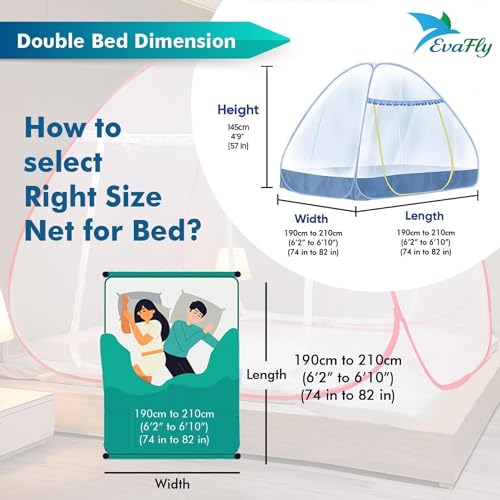 Image of Evafly King Size Mosquito Net for Bed with Heart Design | Premium Polyester Mesh | Foldable Pop Up Bed Net | Fine Mesh Protection from Mosquitoes & Insects | Easy Setup, Washable | Red