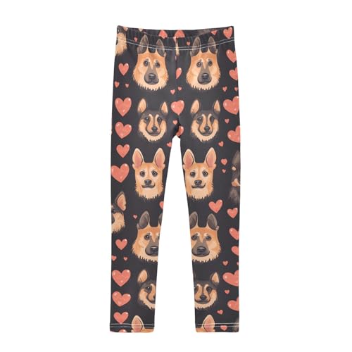ALAZA Girls' Leggings Children's Yoga Pants Skinny Printed Dance German Shepherd Love Comfortable 4T
