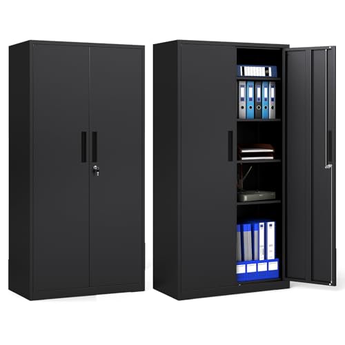 Image of COSTWAY 180cm Tall Metal Storage Cabinet with 2 Lockable Doors