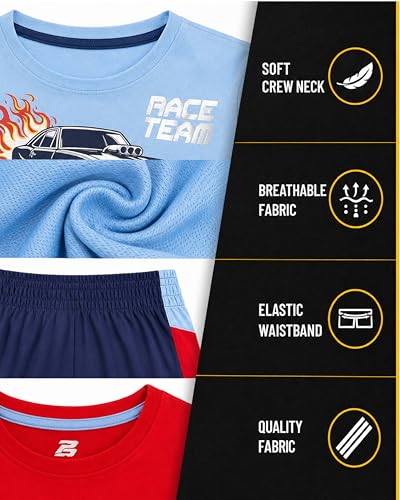 Image of Pro Athlete Boys Active Shorts Set - 3 Piece Athletic Dry Fit Graphic Tees Tank Tops and Basketball Shorts for Boys