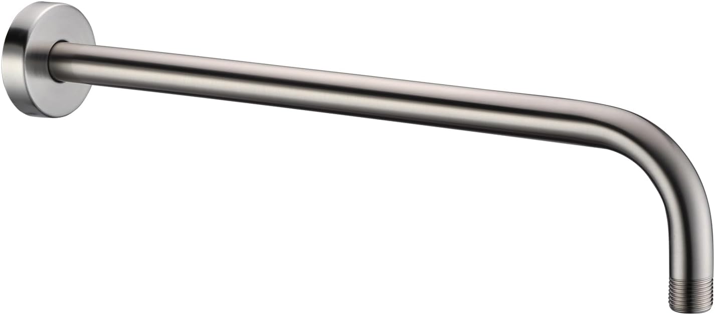 PureluxShower Extension Extra Long Stainless Steel Shower Arm Water Outlet PJ1602 with Flange, Brushed Nickel 16 Inches
