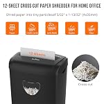 12-Sheet Cross-Cut Paper Shredder for Home Office, P-4 High Security Document Shredder for Credit Cards & Staples, 5.5 Gallon Bin with Transparent Window, ETL Certified Anti-Jam Protection, Black - Image 2