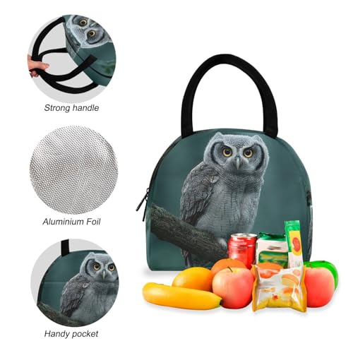 Forest Owl Print Backpack Set with Lunch Bag, Large Capacity Travel Backpacks and Lunch Box Insulated for Commute Hiking Picnic4
