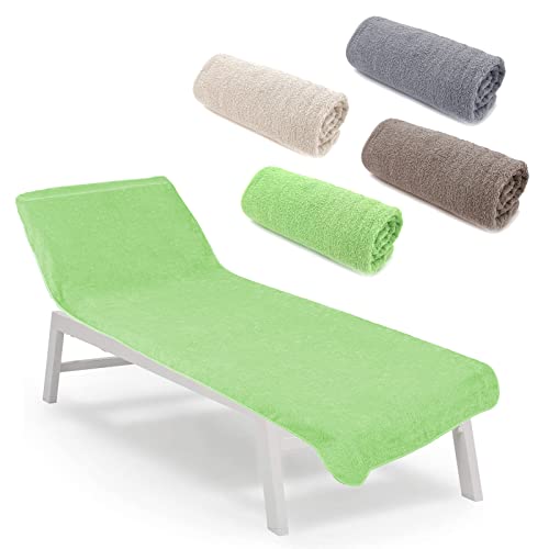 heimtexland ® Liegestuhlauflage Frottier Schonbezug Sonnenliege Strand Schwimmbad Sauna Hygiene Handtuch Frottee Typ772 Grün