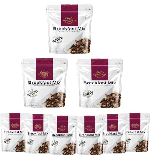 Image of KHARAWALA'S Breakfast Mix - Pack of 9 (200gm Each) | Fusion of Roasted Pumkin Seed, Almonds, Pecan Nuts, Hazelnut, Cranberry & Black raisins