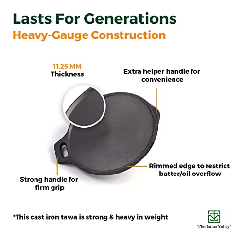 The-Indus-Valley-Super-Smooth-Cast-Iron-TawaTava-for-DosaRotiChappatiNaan-with-Handle-108-Inch-25kg-Gas-Induction-friendly-Pre-seasoned-100-Toxin-free-Naturally-Non-stick-Long-Lasting
