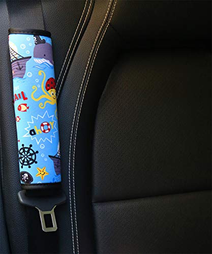 Image of YR Seat Belt Cover for Kids, Soft Comfort Seat Belt Cushion for Children, Cute Cartoon Pattern Car Seat Belt Pads Cover for Girls and Boys, 1 Pack, Pirate