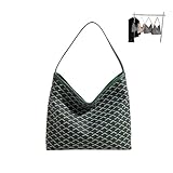 Women's Shoulder Handbags Elegant Bag Large Purse Geometric Pattern Bag Brown Color Blocking Plaid Handbag(Green)