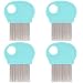 4 Pack Lice Combs, Nit Remover with Metal Teeth and Magnifier Tool for Hair and Head (Turquoise Blue)
