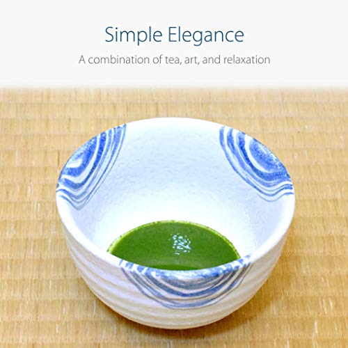 Premium Japanese Ceremonial Matcha Green Tea Chawan Bowl Full Kit Matcha Whisk Set With Accessories And Tools Bamboo Chasen Matcha Whisk Scoop And Holder (Blue Rings) #TOP4