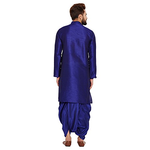 Image of SOJANYA (Since 1958 Men's Off-White and Gold Dupion Silk Dhoti Kurta Set