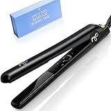 PYT Professional Ceramic Hair Straightener 100% Ceramic Plates, 1.25 Inch, Negative Ion Technology, Dual Voltage, Travel-Friendly Flat Iron for Smooth, Frizz-Free Styling, (Black)