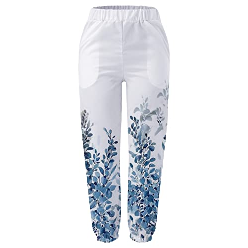 Damesbroek met zakken, katoen, recht, casual, lange print, hoge losse taille, vrijetijdsbroek, nieuwe kleding, damesbroek - Afbeelding 4