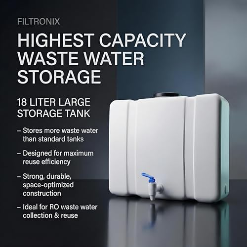 Image of 18L Waste Water Storage Tank for RO Systems | High-Capacity Reject Water Collection Solution | Premium Wall-Mount Reuse Tank with Complete Installation Accessories | Durable, Wall-Mountable
