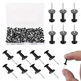 HONRIGO Black Push Pins, 100 PCS Thumb Tacks with Plastic Storage Box - Rustproof Drawing Pins for Cork and Bulletin Boards in Home & Office