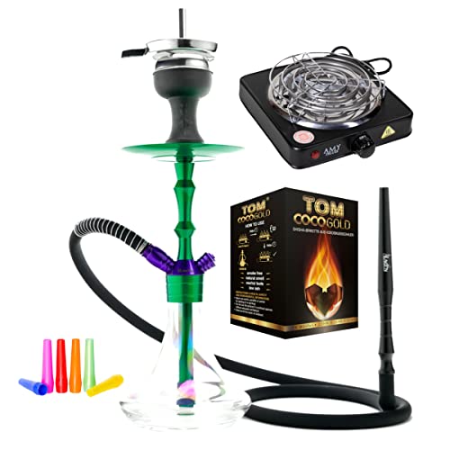 Aladin MVP 360 Hero Edition, Edelstahl-Shisha-Set mit Diffusor, Silikonschlauch-Set, Bundle mit TOM Gold Naturkohle…