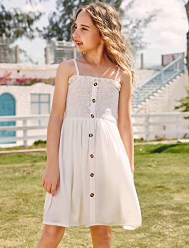 Arshiner Girl's Summer Sleeveless Casual Sundress Holiday Smock Cami Button Dress for 4-12 Years2
