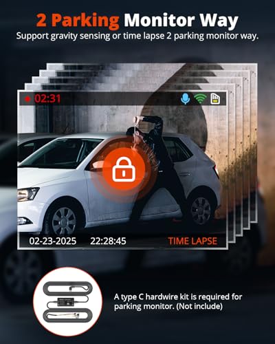 Image of 2K Dash Cam Front and Rear with 64GB SD Card, Wireless WiFi Dash Camera for Cars, 1.5'' Screen Mini Dashcam Front and Back, Support G-Sensor /Time Lapse 2 Kinds Parking Monitor