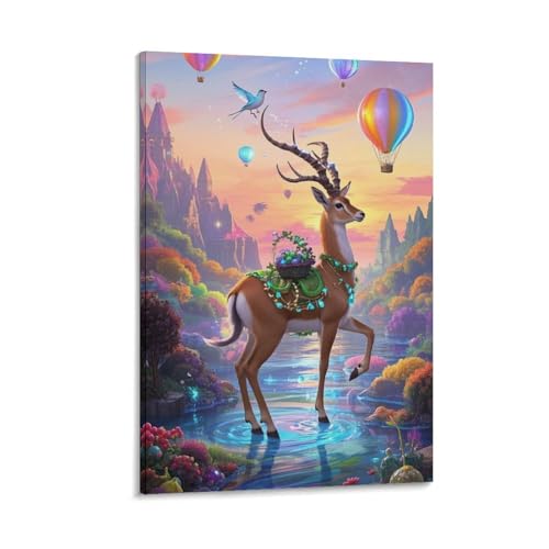 Antilope murale peinture sur toile affiche salon chambre 50x75cm